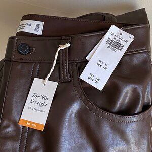 Vegan Leather '90s Straight High Rise Abercrombie & Fitch Pants